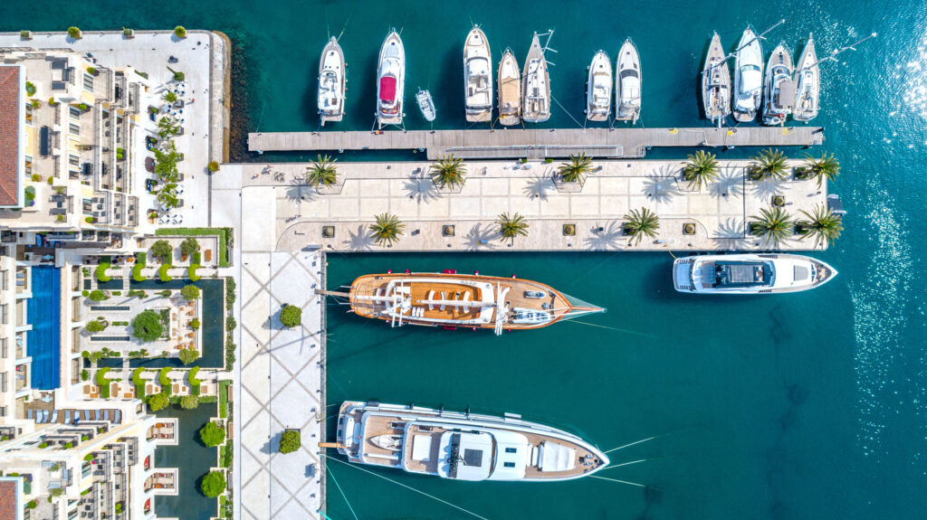 Porto Montenegro drone view 